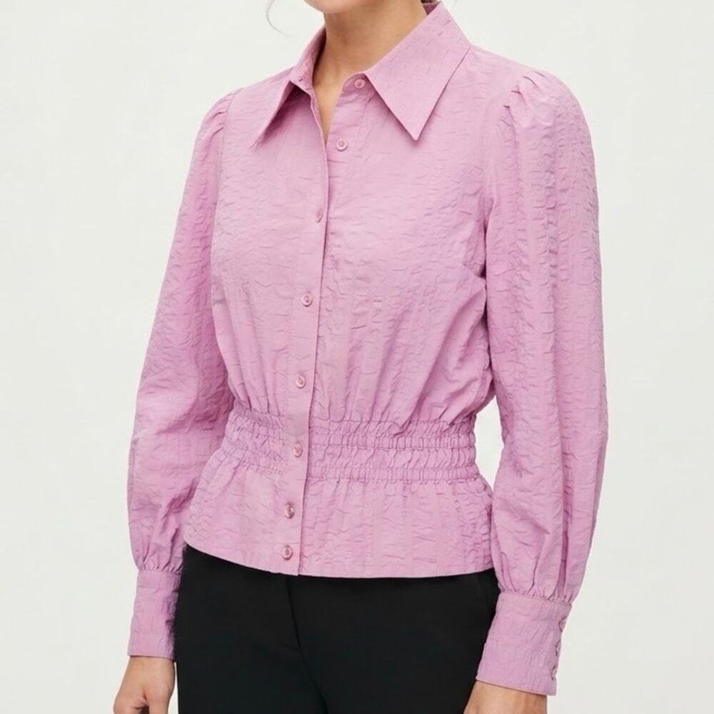 Baum und Pferdgarten Dawn Pink Textured Organic Cotton Smocked Waist Blouse 6/38